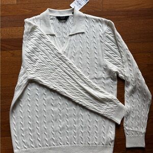 Off-White V-Neck Sweater - Cream